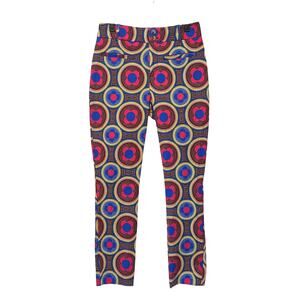 Anthropologie The Essential Slim Cropped Pants Womens Sz 2 Retro Geometric Print